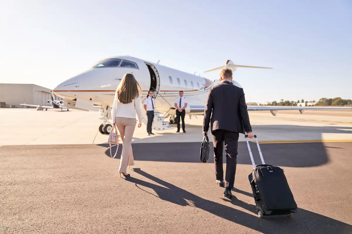 passengers boarding a jet